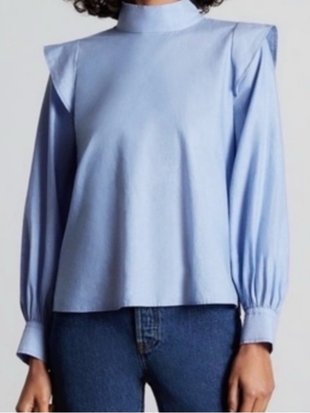 Everlane The Wing Shoulder Mock Neck Blouse